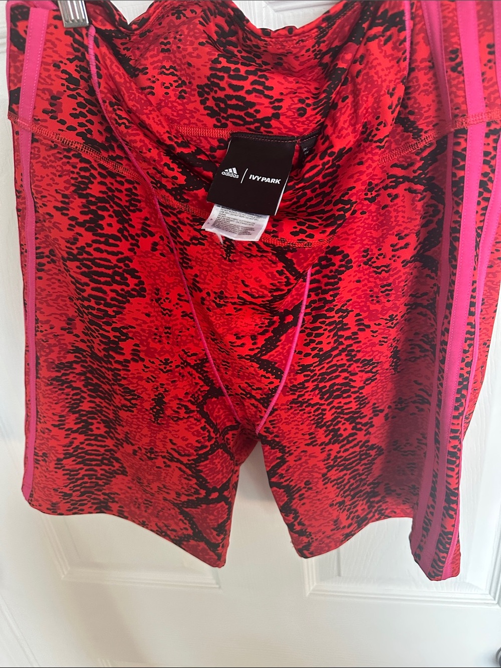 IVY PARK Red and Pink Snake-Print Performance Shorts